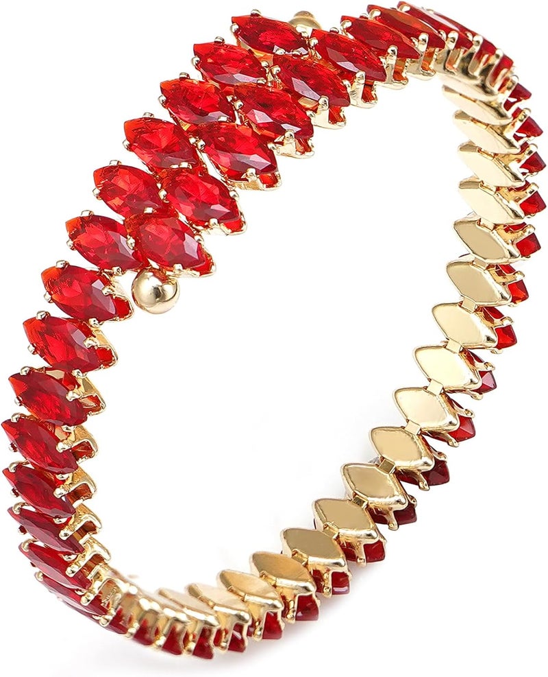 Wovanoo Rhinestone Cuff Bracelet Cubic Zirconia Tennis Bracelets Open Adjustable Elastic Bangle for Women - Image 1